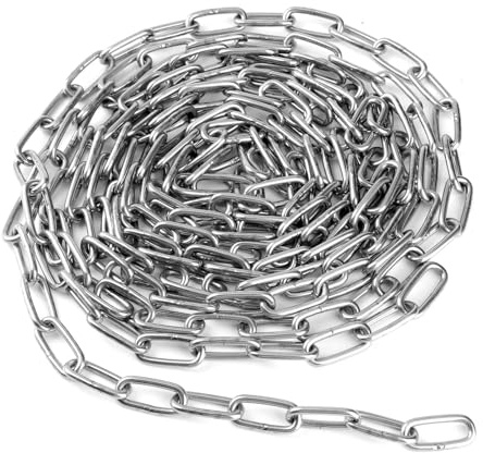 SEUICYNE 5m x 4mm Edelstahlkette Meterware Stahlkette, Edelstahl Ketten Gliederkette Metallkette Rundstahlkette Geschweißte Kette für Schaukelketten Ankerkette Hängesessel, Tragfähigkeit 200kg