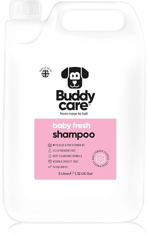 Baby Fresh Dog Shampoo von Buddycare - Für Müffelige Hunde Ab 8 Wochen - Baby-Puder-Duftendes Welpen-Shampoo Mit Aloe Vera und Provitamin B5 (5L)