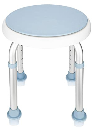Sonnewelt Duschhocker Duschstuhl Belastung 136kg 360°Drehbar Badhockerund Höhenverstellbar 36-51 cm Anti-Rutsch-Füße Stabil badhocker für die dusche-Ohne Bohren
