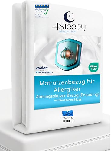 4Sleepy Matratzenbezug für Allergiker - Milbenbezug Matratze 100x200 - waschbarer Matratzenschutz - Anti Milben & Bettwanzen Encasing, bis 20cm Höhe (100x200x20)