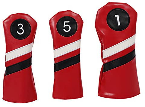 Golfschlägerkopf-Set aus Leder, Golfschlägerhauben für Fahrer/Fairway-Holz, tragbares Zubehör für Damen und Herren, 3-teilig