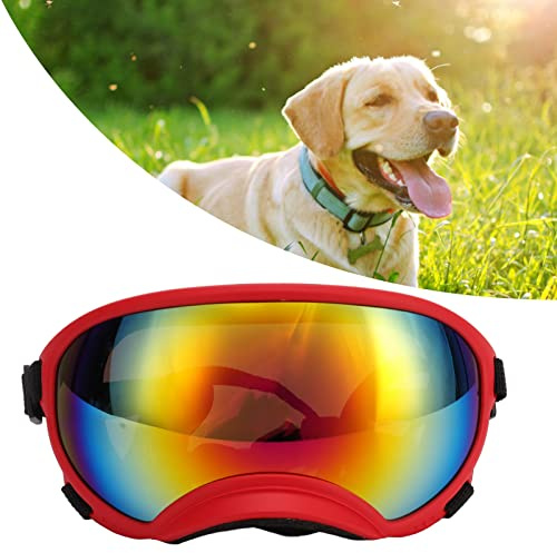 ZenithAur Große Hundebrille mit verstellbarem Riemen für Outdoor-Aktivitäten/Autofahrten, filternde Hundesonnenbrille für Hunde großer Rassen, Outlast PC-Linsendesign (Roter Rahmen, rote Linse)