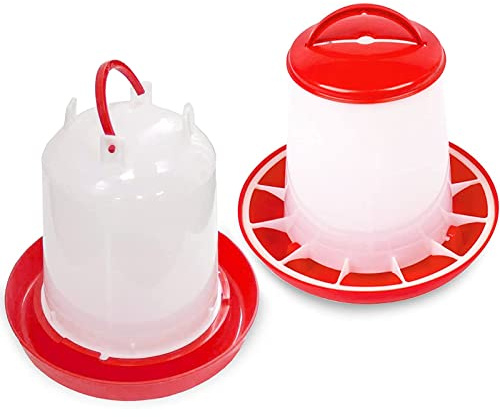 Anjing Futterautomat und Tränke Set für Hühner - 3 kg Futterspender und 2.5l Automatische Wassertränke - Hühnerfutter Zubehör für Zucht und Farming