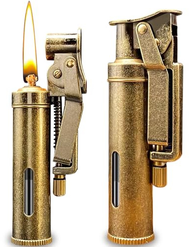 Nizirioo Vintage Messing Feuerzeug - Zinklegierung Kerosin Nachfüllbar Mechanisches Feuerzeug für Männer Geschenk