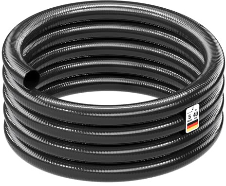 Wiltec Druck- und Saugschlauch 5m Teichschlauch 40mm 470g/m schwarz sehr gute UV-Beständigkeit Pumpenschlauch
