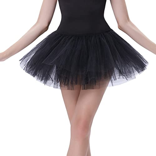 Tüllrock Tutu Damen,Tanzkleid Damen Tütü Rock Minirock 4 Lagen Petticoat | Tanzkleid Dehnbaren Tutu Rock Ballettrock Tüllrock für Party