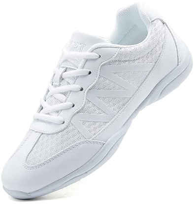 SECHRITE Damen Cheerleading Cheer Schuhe Weiß Mädchen Tanz Turnschuhe Dance Jazz Sneaker Tanzschuhe Tanztrainer Jazz-Trainer Yoga Training Aerobic Schnürschuhe 40 EU