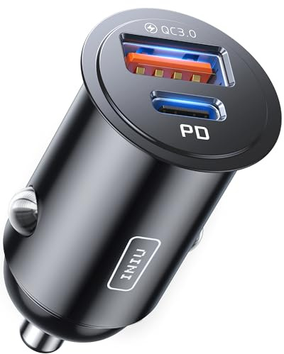 INIU Zigarettenanzünder, 12V USB C Adapter 60W Auto PD & QC 3.0 Kfz Ladegerät, Auto Ladegerät Adapter USB Zigarettenanzünder Verteiler Steckdose mit iPhone 16 15 14 13 Pro Max iPad Samsung S24 S23