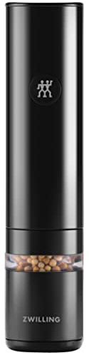 ZWILLING ENFINIGY Elektrische Salz- & Pfeffermühle mit Keramikmahlwerk, LED Beleuchtung, Aufladbar per USB, Kunststoff, Schwarz