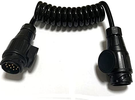 JVJ Anhängerkabel 13 polig 2.0m Anhänger Verlängerungskabel Spiralkabel 13-polig auf 13 Polig Adapter Stecker Verbindung für Bootstrailer PKW TreckerPKW-Anhänger Caravan Wohnwagen Zubehör