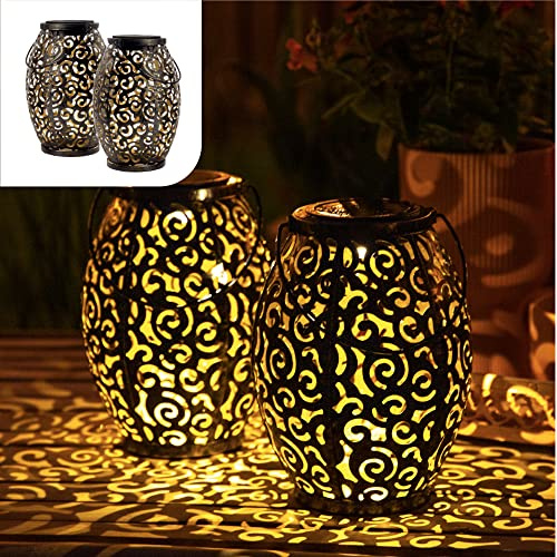 Gadgy Orientalische Solarlampen 2er Set – Marokkanische Laternen für Außen – Wasserdichte LED Solarleuchten für Garten, Terrasse & Balkon – Dekorative Gartenbeleuchtung