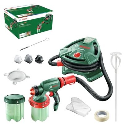 Bosch Farbsprühsystem PFS 5000 E (1200 W, 2X Farbbehälter 1000 ml, Düsen für Wandfarben, Lackfarben, Lasuren, im Karton) - Amazon Edition