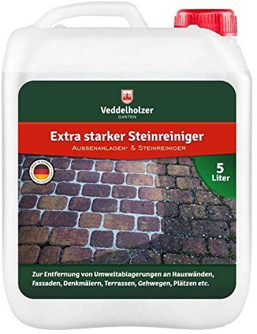 Veddelholzer Steinreiniger 5 Liter Konzentrat mit Langzeitwirkung Qualität aus Germany Grünbelagentferner Außenanlagenreiniger Wege Fugen ohne Glyphosat Unkrautvernichter Pflastersteine
