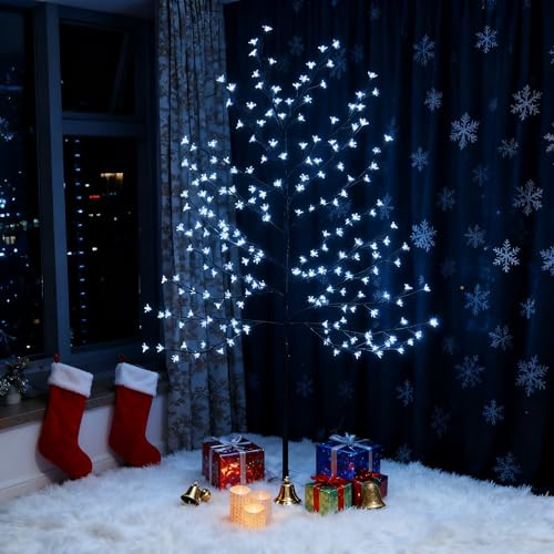 CCLIFE LED Lichterbaum 180cm, 200 LEDs Deko mit Memory Funktion, Innen und Außen weihnachtsdeko, Kirschblütenbaum Lichterdeko, Kaltweiß, IP44, LED Baum