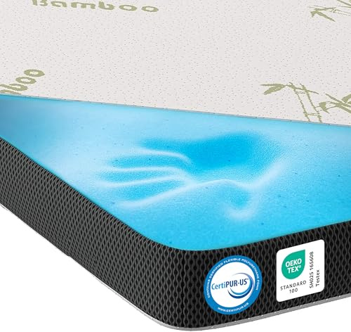 MKS.® Gel Topper 180x200 cm, H3 Matratzentopper mit 7 cm Gel-Memory-Schaum, KomfortKissen Matratzenauflage mit 3D-Luftstrom, Viskoelastische Matratzenauflagen mit abnehmbarem Bambusbezug
