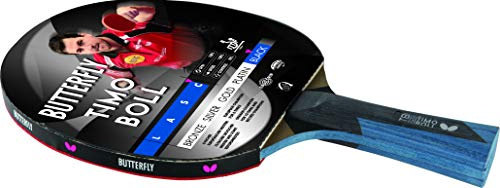 Butterfly Timo Boll Black Tischtennisschläger | Wettkampfschläger für technisch fortgeschrittene Spieler | ITTF zertifizierter Wakaba Belag | konkave Griffform