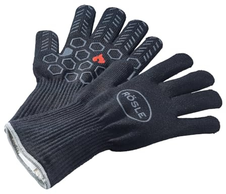 RÖSLE Premium-Grillhandschuhe, Hochwertige Handschuhe zum Schutz vor Verbrennungen, atmungsaktiv und temperaturbeständig bis 350°C, Meta-Aramid, Baumwoll-Innenfutter