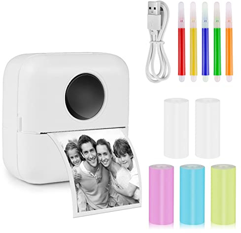 GuKKK Mini Drucker, Mobiler Fotodrucker, Tragbarer Mini Fotodrucker, Wireless Fotodrucker Thermodrucker, Smartphone Bluetooth Drucker, für Lernhilfe,Lernnotizen, Journal, Notizen, Journal (X15) (X5)
