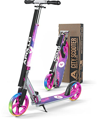 Apollo Phantom Pro City Scooter - XXL-Räder, faltbar, höhenverstellbar, Tretroller für Erwachsene, Kinder und Jugendliche, kompakter City-Roller