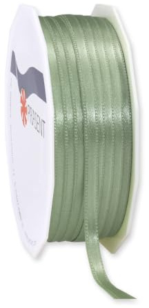 PRÄSENT C.E. Pattberg Satin altgrün, 50 m Satinband zum Einpacken von Geschenken, 6 mm Breite, Geschenkband zum Dekorieren & Basteln, Dekoband, Anlass
