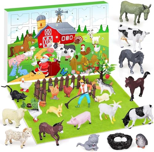 iZoeL Adventskalender 2025 Kinder Junge 3 4 5 6 7 8 9 10 Jahre - Tiere Bauerhof Adventskalender Tiere Hunde Farm Weihnachtskalender für Klein Kinder Jungen Mädchen