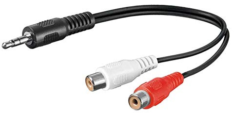 PremiumCord Klinke auf Cinch Y Kabel 0,2m, Klinkenstecker 3,5mm auf 2x Cinch RCA Buchse, Jack zu RCA, Stereo Audio, Für Digitalkamera, TV, Handys, MP3, HiFi, Farbe schwarz