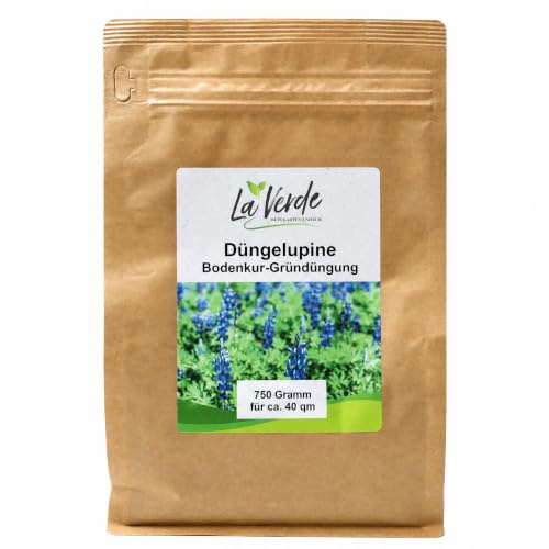 La Verde MEIN GARTEN UND ICH. Düngelupine Samen Blau 750 Gramm für ca. 40 m², Bodenkur, einjährige Gründüngung, tiefwurzelnd, Saatgut ohne Gentechnik