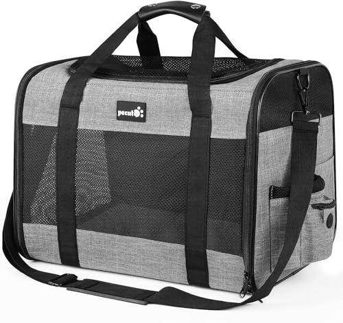 pecute Katzentransportbox ＜6kg, Atmungsaktive Hundetasche Transportbox, Katzen Transportboxen Mit Verstellbarem Schultergurt,Katzentransporttasche Für Reisen Hundetragetasche Für Katzen Welpen