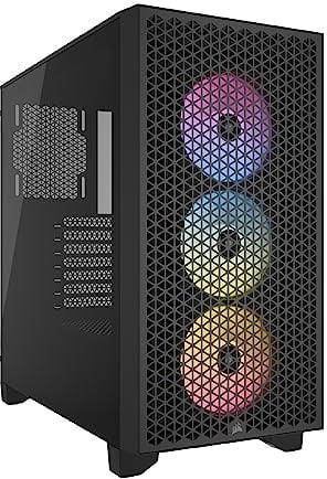 CORSAIR 3000D RGB Airflow Mid-Tower PC-Gehäuse - 3X AR120 RGB-Lüfter - DREI-Slot-GPU-Unterstützung - Geeignet Für Bis zu 8X 120mm-Lüfter - High-Airflow-Design - Schwarz