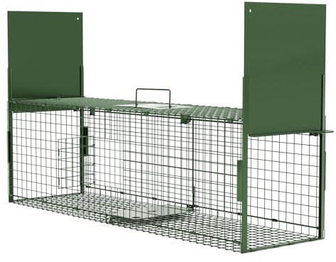 Qianruida Lebendfalle Marderfalle 100 x 29 x 31.5 cm Katzenfalle Groß Fuchsfalle Kastenfalle Waschbärfalle Rattenfalle Tierfalle Drahtfalle Mit 3 türen