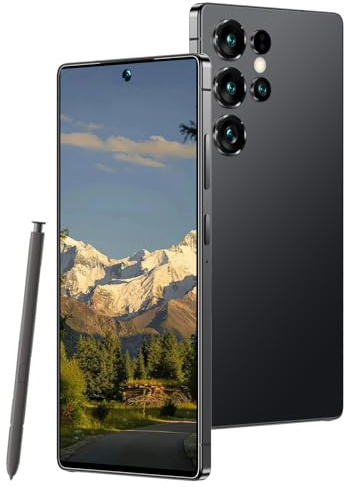 Maustron L24 Ultra 5G Smartphone Ohne Vertrag, Android 14 8GB+256GB Handy, 7,3 Zoll HD Display, Dual SIM, 108MP+64MP Kamera, 7000mAh Akku, Eingebauter Stift, Entsperrtes Mobiltelefon（Black）