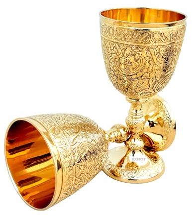 EXNOT Kelch aus Messing im Vintage-Stil, 1 x königlicher Weinbecher von König Arthur – Renaissance-Mittelalter-Geschenke für Kommunion, Weihnachten, 1 Stück königlicher Kelch, katholische Kirche,