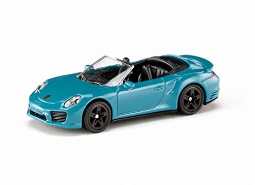 Siku 1523, Porsche 911 Turbo S Cabrio, Metall/Kunststoff, Blau, Spielzeugauto für Kinder