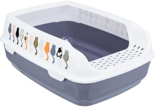 TRIXIE Katzentoilette Delio, mit Rand, Bedruckt, 38 × 20 × 50 cm, lila/weiß