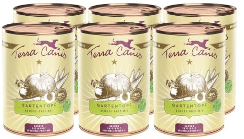 Terra Canis Gemüse-Obst-Mix, Gartentopf Nahrungsergänzung, 6x400g | 100% Lebensmittelqualität aller Rohstoffe, Obst und Gemüse mit wertvollen Vitaminen, ideale Fütterungsergänzung