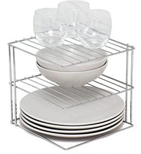 simplywire - 3-stufiges Tellerregal Küchenschrank-Organizer - Quadratisch