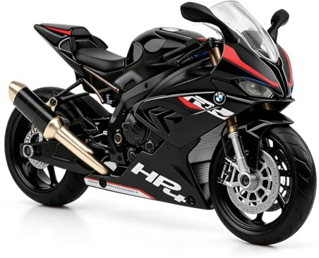 imtfzct 1/12 HP4 Motorrad Modellauto, Spielzeugmotorrad mit Sound und Licht, Mini-Motorrad-Rennwagen, Motorradmodell in Sammlerqualität, geeignet für Kinder von 4-7 Jahren (schwarz)