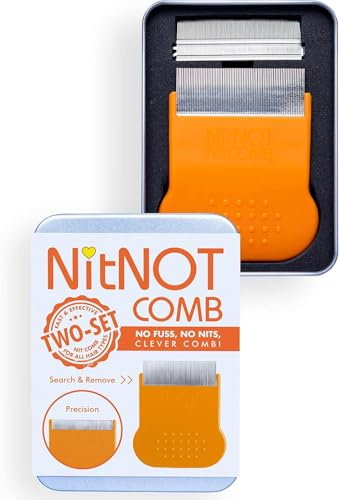 NitNOT - Läusekamm Nissenkamm für alle Haartypen, extra fein, mit 2 Kammköpfen, gegen Läuse und Nissen, Läusekamm kinder, metall Läusemittel