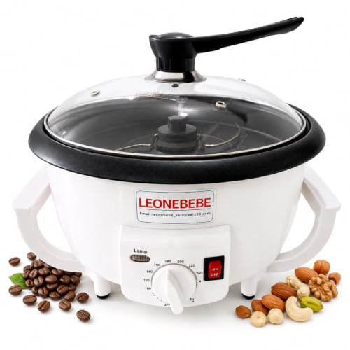 LEONEBEBE Kaffeeröster 800W ohne Timer, 750g, Temperatur bis 240°C | Für manuell überwachtes Kaffeerösten: Temperatur einstellen, Bohnen beobachten und den Röstvorgang selbst beenden.