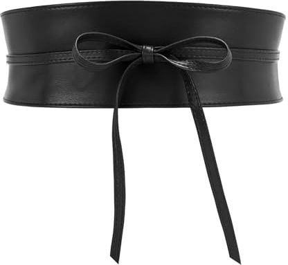 JasGood Damen Breiter Obi Gürtel Damen Taillengürtel Breiter Wickelgürtel Taille Band zum Schnüren Hüftgürtel Bindegürtel für Kleid,Schwarz,87cm