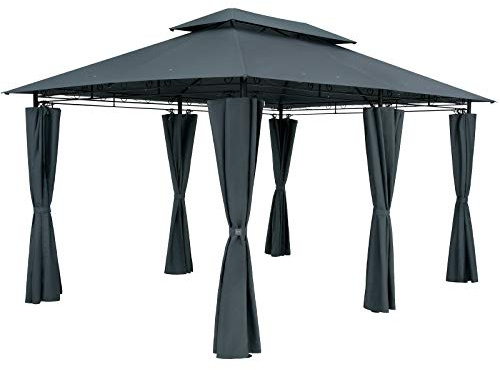 CASARIA® Pavillon Topas 3x4m Metall Wasserabweisend UV-Schutz 50+ mit Seitenteile Stabil Gartenpavillon Modern Anthrazit