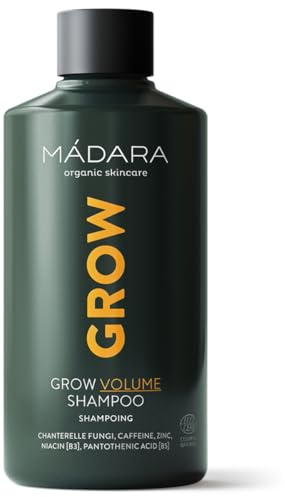 MÁDARA Grow Volumen Shampoo 250ml - Haarshampoo mit Koffein, Biotin (B7) & Niacin (B3) für feines, dünner werdendes Haar, COSMOS Natural zertifiziert, sulfatfrei, Naturkosmetik