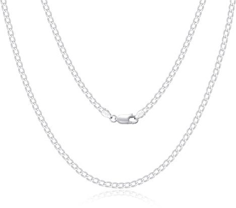 SILBERTALE 925 Sterling Silber Panzerkette Echt Silberkette für Herren Damen 2/3/4mm Breite Dünn Superflache Mehrreihige Kette Hochwertige klassische Halsketten für den Alltag 45–65 cm