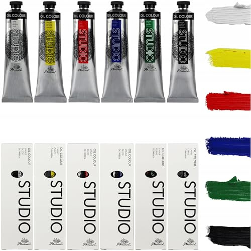 Generisch Ölfarben Set 6x120ml Phoenix – Künstler Ölfarbe in Metalltuben – Hohe Deckkraft & Pigmentierung – Für Leinwand Holz Papier – Für Anfänger & Profis – Malfarben Öl