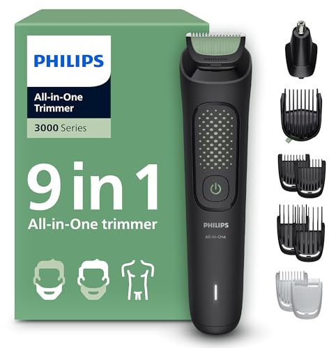 Philips Multigroom 3000er-Serie All-in-One 9-teiliger Trimmer: Rasierer und Haarschneider für Gesicht, Kopf und Körper, selbstschärfende hautfreundliche Klingen, zwölf Längeneinstellungen, MG3946/15