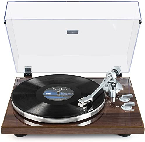SeeYing Plattenspieler mit Riemenantrieb Bluetooth Vinyl-Schallplattenspieler 33 oder 45 U/min mit Phono Vorverstärker Magnetkartusche und Gegengewicht Drahtlose Ausgangskonnektivität
