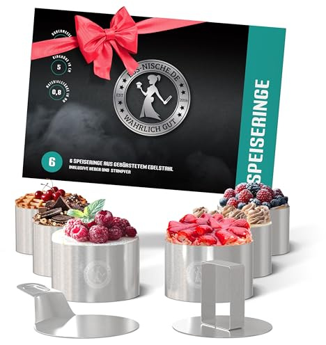 Ess-Nische® Dessertringe 8cm Burgerringe - Ideales Grill-Zubehör als Burger Presse beim BBQ oder als Törtchenform für eine Mini Kuchenform rund - verwendbar auch als Brötchen Backform