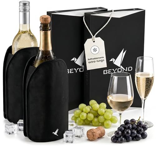 Beyond Weinkühler Manschette - Kühlmanschette Weinflaschen, Sekt & Champagner | Flaschenkühler für unterwegs, Weinmanschette, Weinflaschenkühler Weinzubehör Sektkühler Kühltasche Getränke - 2er Set