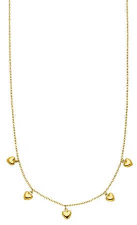 Purelei Kalea Heart Kette (Gold, Silber, Rosegold), Damen Halskette aus langlebigem Edelstahl, Wasserfester Schmuck mit 5 Herz-Anhängern, 40-45 cm Länge verstellbar