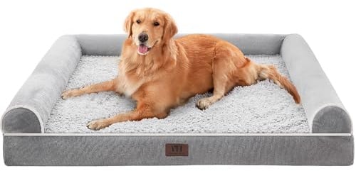 WESTERN HOME Hundebett Grosse/Mittelgroße Orthopädisches Hundebett Hundekissen Wasserdicht Hundekorb mit Waschbar Abdeckung, Geeignet für Mittelgroße und Grosse Hund, Grau, 106x76x19 cm